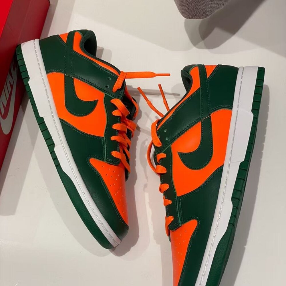 Nike Dunk Low “Miami Hurricanes” | Bold Green & Orange Sneakers (New w/ Box)